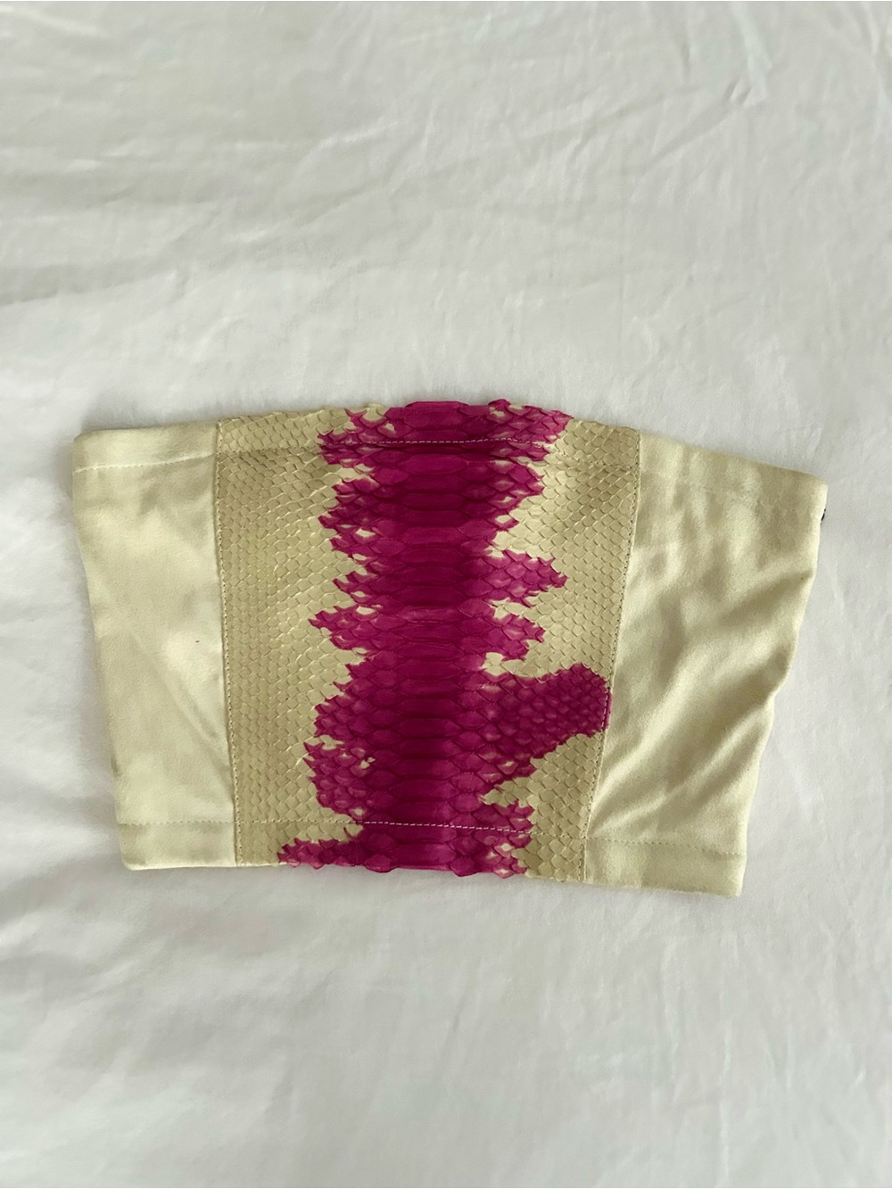 Drome cream & pink leather tube crop top